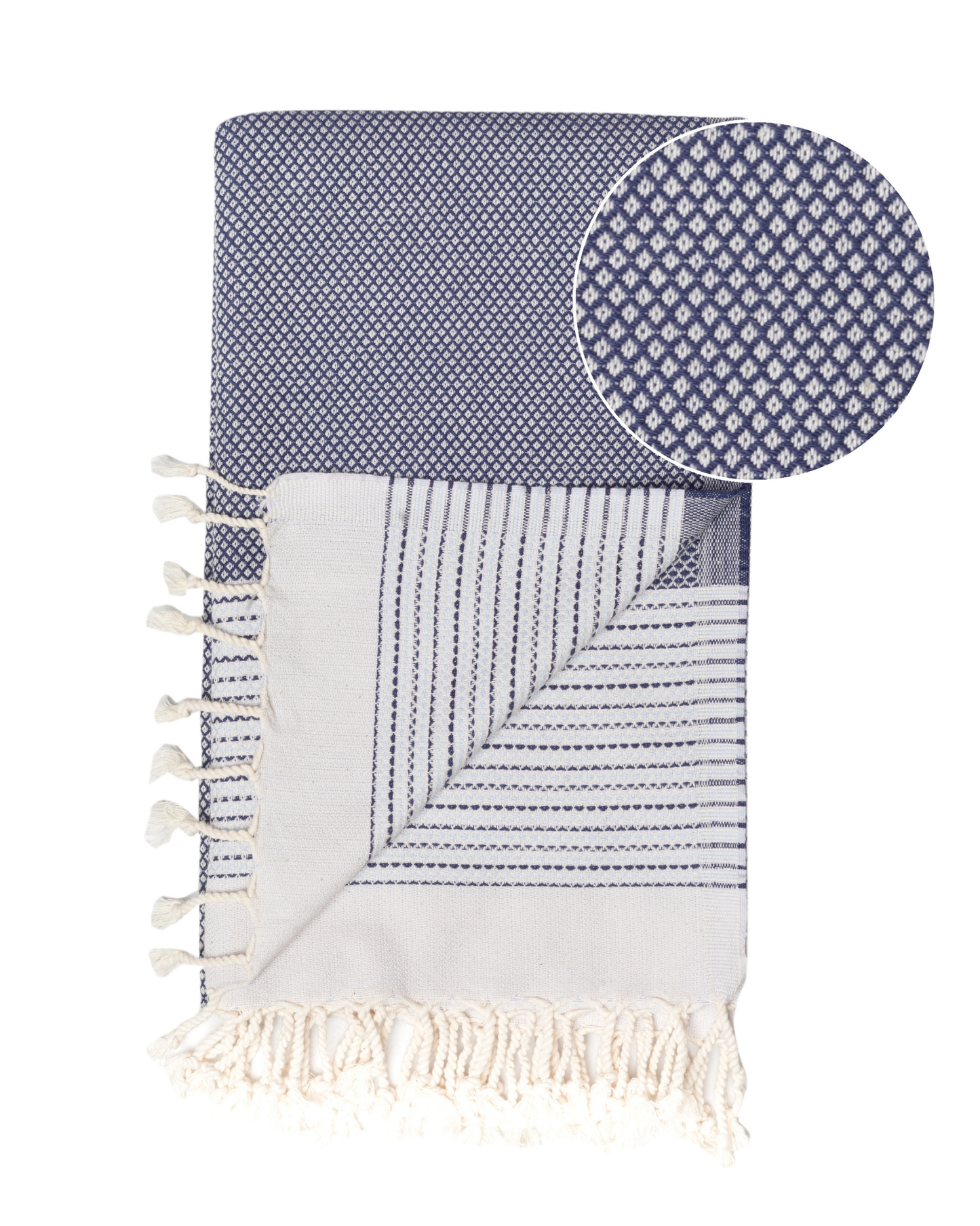 PHARAO Beach Towel, Turkish Hammam Towel, Spa & Sauna Towel - Blue / Dark Blue