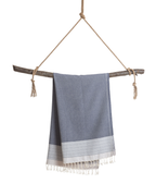 PHARAO Beach Towel, Turkish Hammam Towel, Spa & Sauna Towel - Blue / Dark Blue
