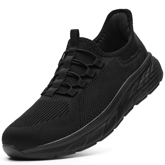 STQ Slip on Sneakers Men Hands Free Walking Shoes Orthopedic Shoes for Plantar Fasciitis All Black Size 11