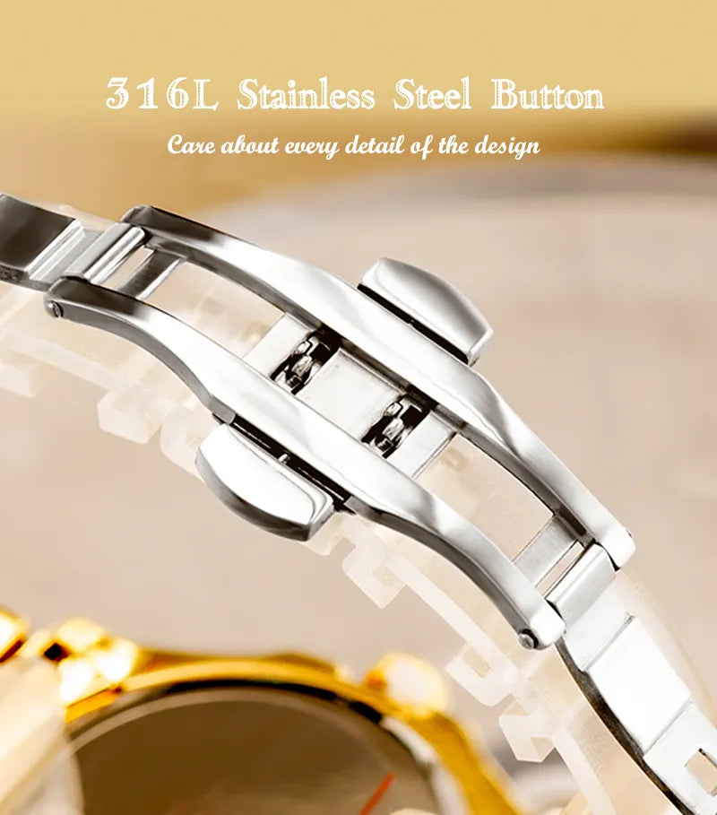 Luminous Women's Quartz Watch with Diamond Inlaid Waterproof Design and Calendar