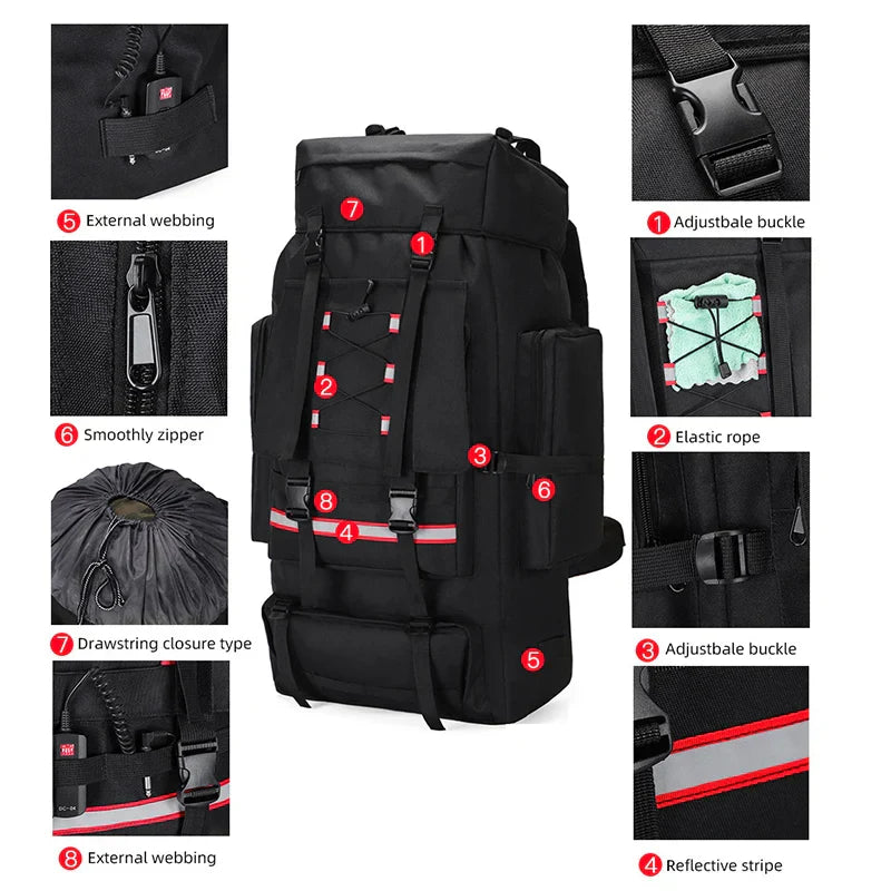 Tactical Hiking Backpack Molle Rucksack Black