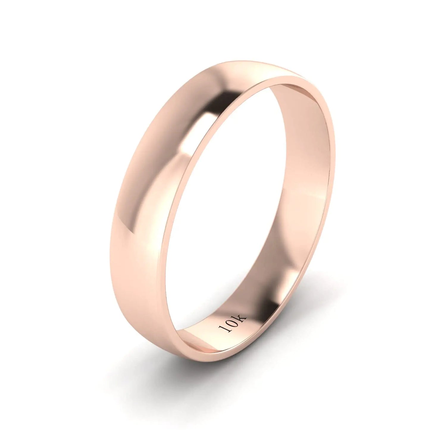 LANDA JEWEL Unisex Solid 10k Rose Gold 4mm Comfortable Traditional Highly Polished Wedding Ring Plain Band (12.5)
