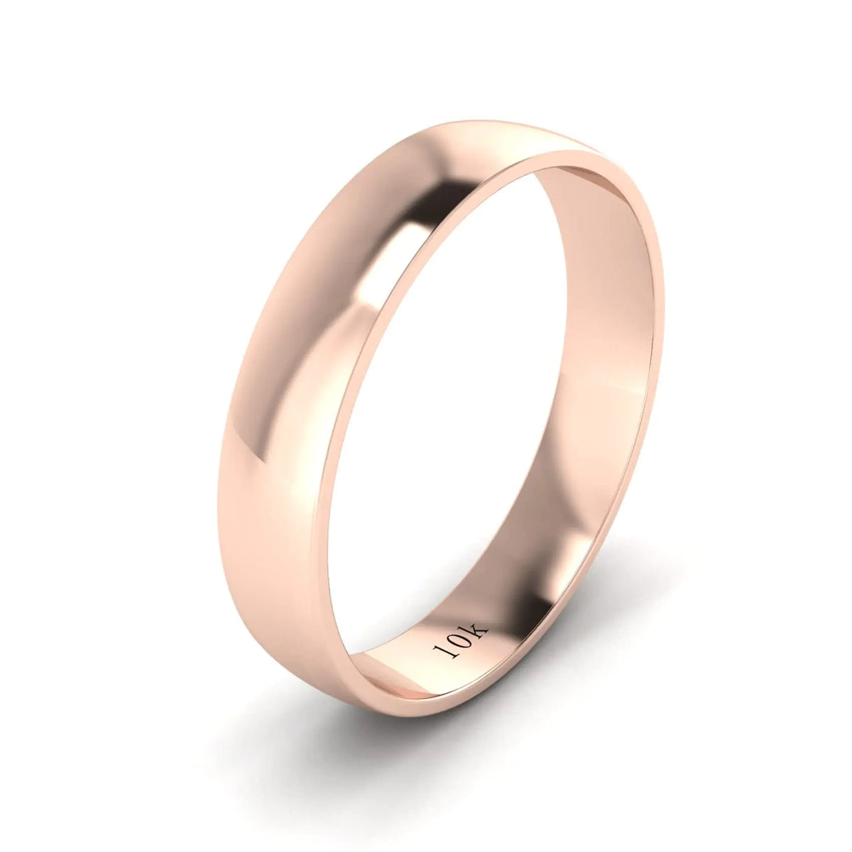 LANDA JEWEL Unisex Solid 10k Rose Gold 4mm Comfortable Traditional Highly Polished Wedding Ring Plain Band (12.5)