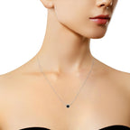 .925 Sterling Silber 1/3 Karat Lünettenfassung behandelter schwarzer Diamant Solitär 18" Halskette (Schwarze Farbe, I1-I2 Reinheit)