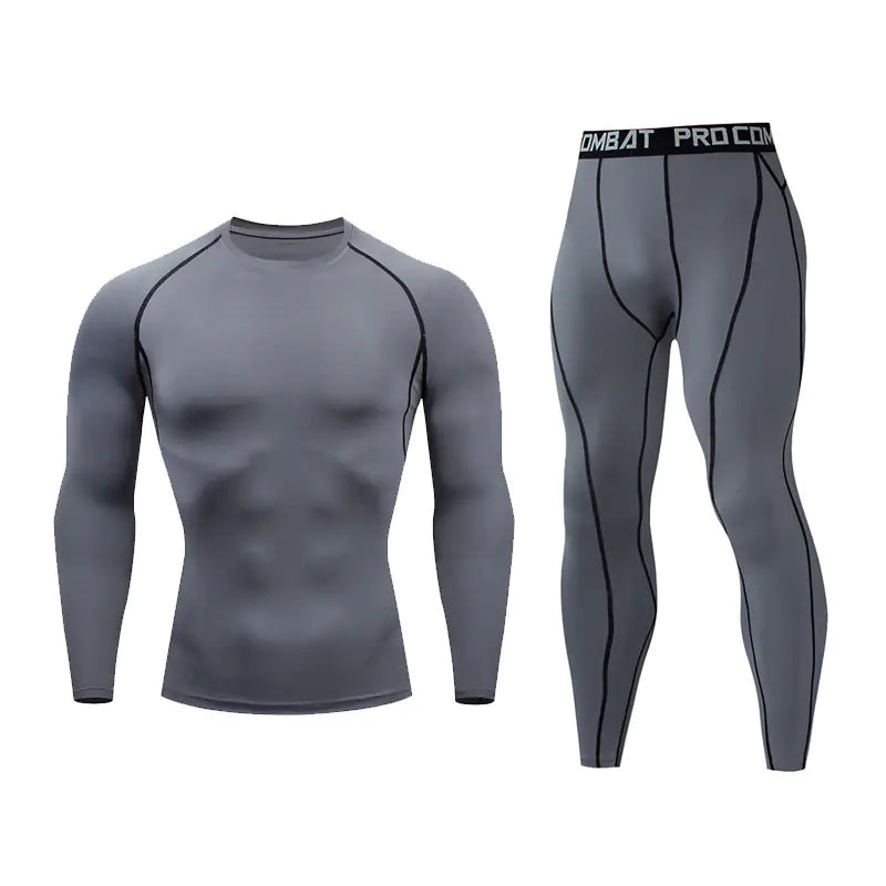 Men’s Fitness Set – Long Sleeve Athletic Outfit with Running Tights