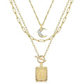 MJartoria Layered Initial Necklaces for Women Trendy 14K Gold Plated Simple Moon Choker Square Letter Pendant Necklace Paperclip Chain Necklace Gold Necklaces Jewelry Gifts (Gold T)