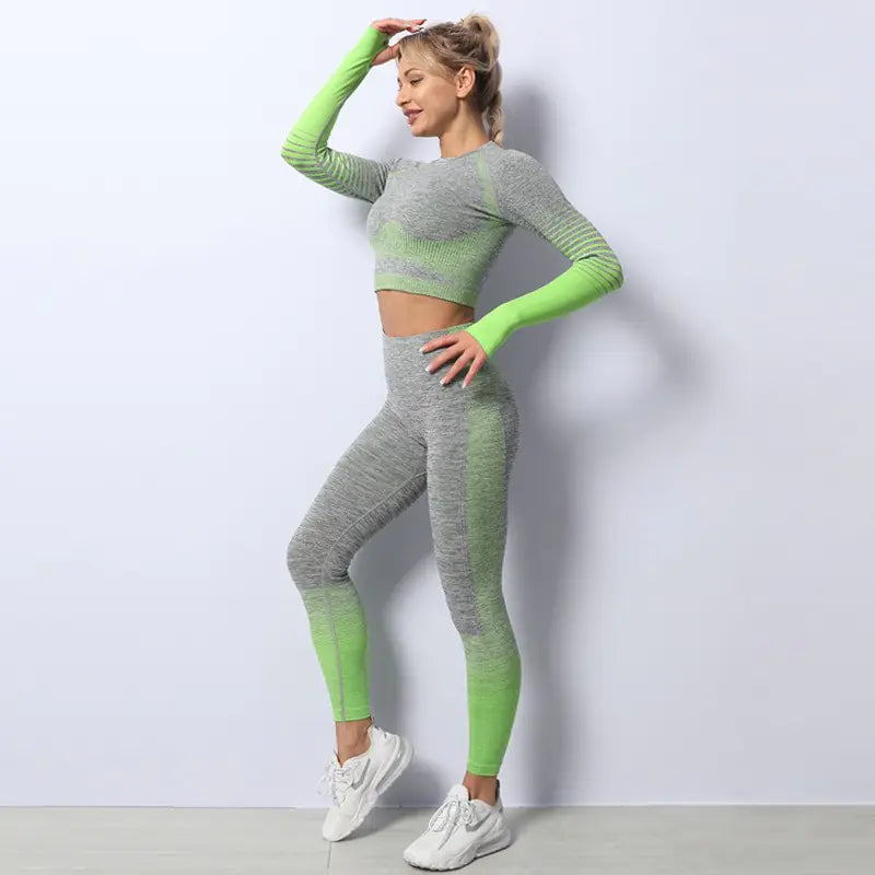 Seamless Hollow Yoga Set with High-Waisted Leggings