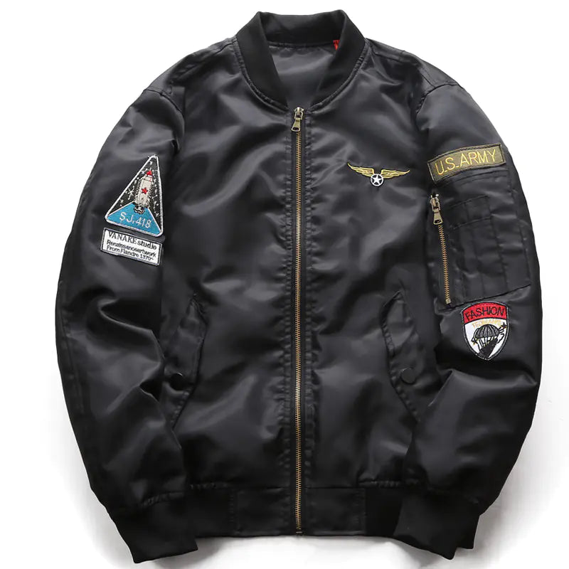 Men's Casual Stand Collar Jacket, Pilot Jacket