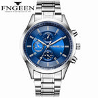 Slim Men's Black Gold Steel Band Sports Watch with Glow