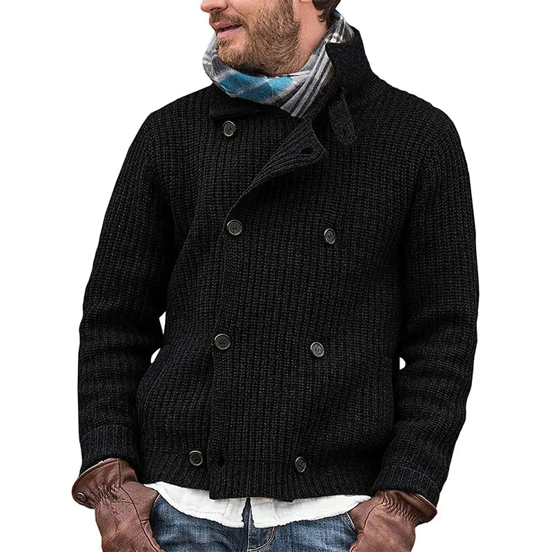 Multicolor Knitted Double-breasted Sweater Coat