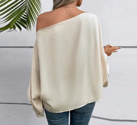 Women's  Commute Diagonal Collar Asymmetric Pullover