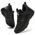 TSIODFO Laufschuhe für Damen, breite Schnürschuhe, bequeme, lässige Slip-on-Tennisschuhe, ganz in Schwarz, Größe 44