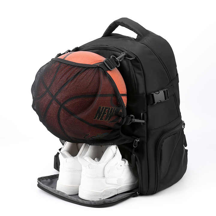 NNEDSZ Black Large Capacity Sports Backpack, Waterproof Basketball & Soccer Bag, Separate Shoe Compartment, Student Backpack