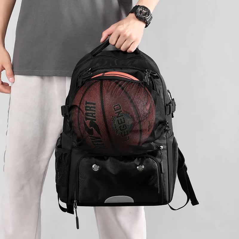 NNEDSZ Black Large Capacity Sports Backpack, Waterproof Basketball & Soccer Bag, Separate Shoe Compartment, Student Backpack
