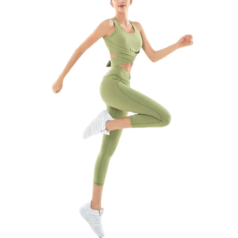 Shockproof Sports Vest and Leggings Set for Yoga