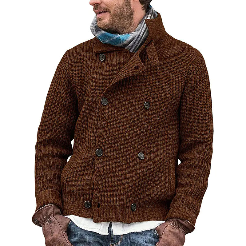 Multicolor Knitted Double-breasted Sweater Coat