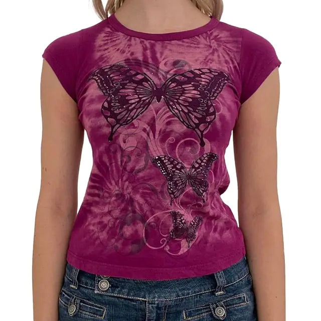 Women's Vintage Printed Short Sleeve T-Shirt