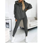 Conjunto de chaleco, sudadera y pantalón de color liso para mujer