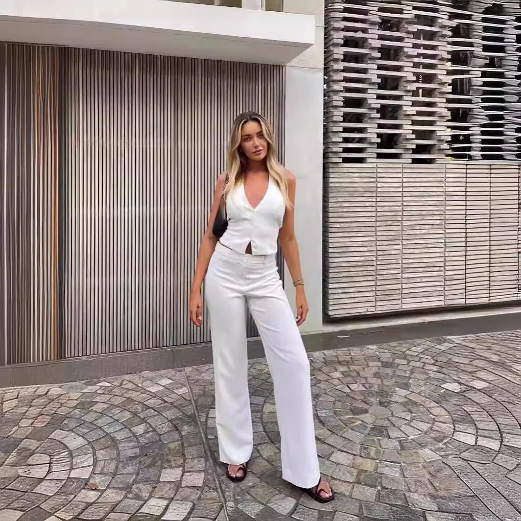 Backless Vest Top and Trousers Set