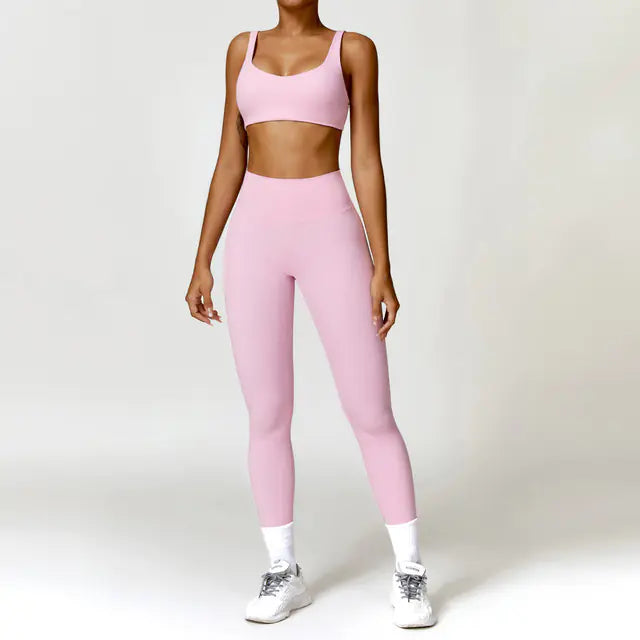 Women's 2PCS Yoga Tracksuit with Leggings and Crop Top