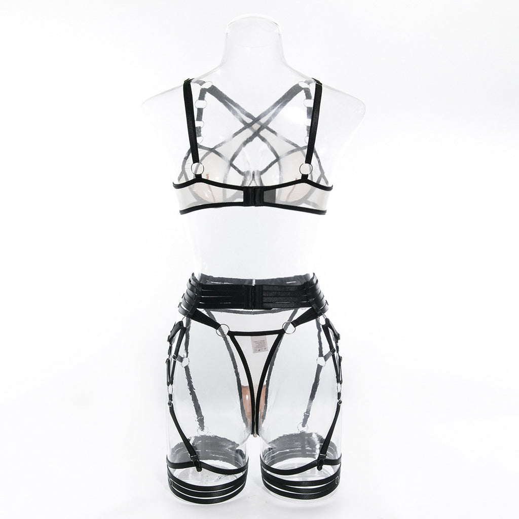 Wholesale Bisque Modern Bra and Panties Set with Garter Back View