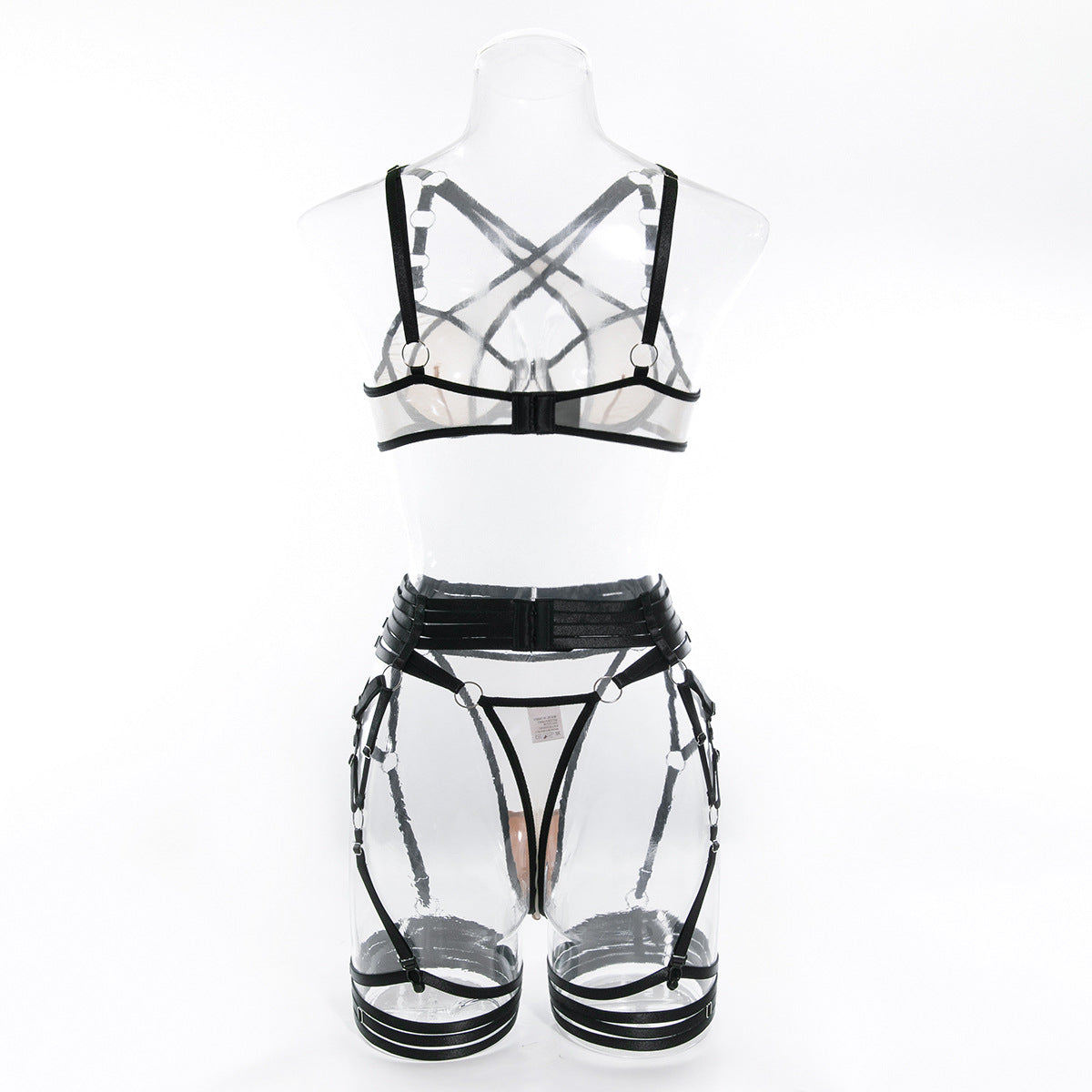 Wholesale Bisque Modern Bra and Panties Set with Garter Back View