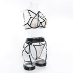 Wholesale Bisque Modern Bra and Panties Set with Garter Side View