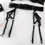 Wholesale Black Modern Bra and Panties Set with Garter garter Details