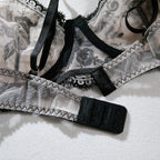 Wholesale Romantic Bra and Panty Set with Lace Garter Bra Back Show