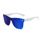 FEISEDY Trendy Randlose verspiegelte Sonnenbrille mit einteiligen Gläsern Reflektierende Sonnenbrille B4114