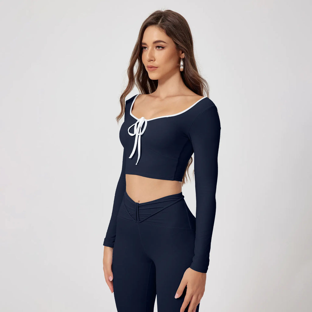 Round-neck High Waist Quick-drying Long Sleeve Yoga Wear Suit
