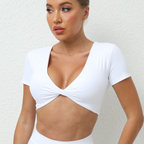 Slim-Fit V-Neck Yoga Tee – Stylish & Sporty Activewear