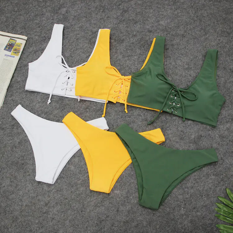 Women's Bikini, Sexy Solid Color Swimsuit