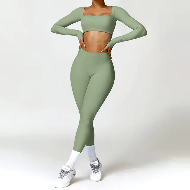 Women's 2PCS Yoga Tracksuit with Leggings and Crop Top