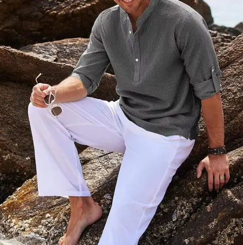 Men's Stand Collar Plaid Shirt