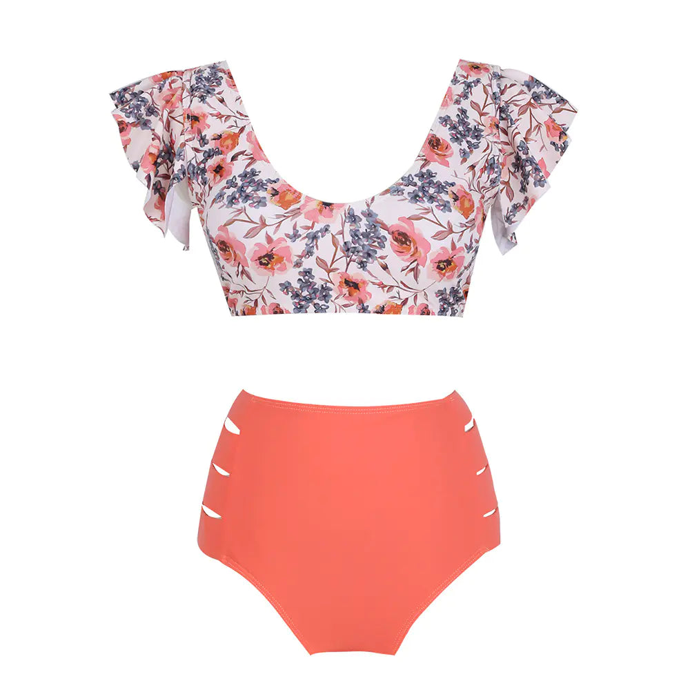 Ruffled High-Waisted Bikini Swimsuit
