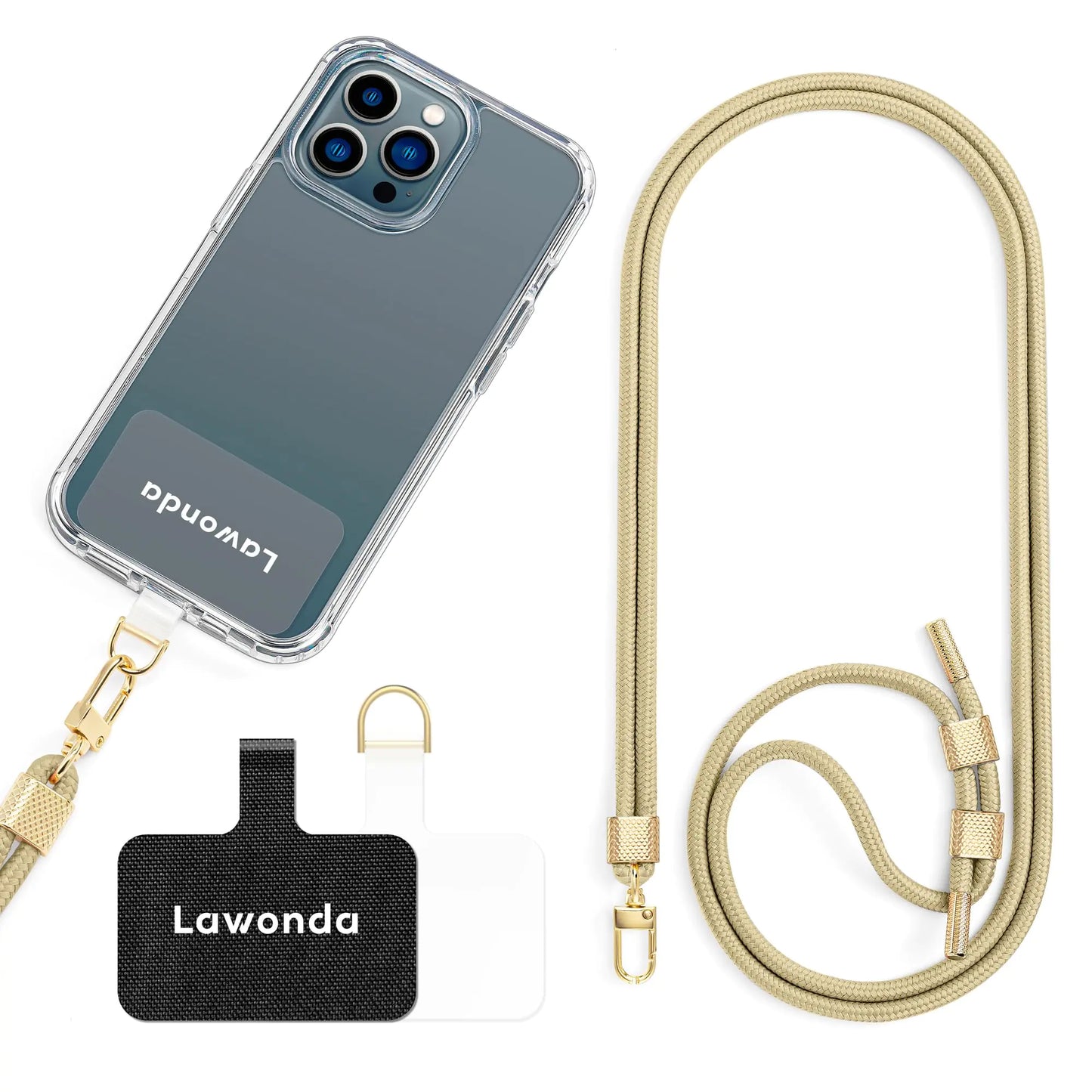Lawonda Phone Lanyard Universal Crossbody Cell Phone Strap Anti-Theft Adjustable Neck Lanyard 2pcs Phone Patchs Tether Pads Apricot Tint