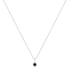 .925 Sterling Silver Treated Color Diamond Solitaire 18" Milgrain Pendant Necklace