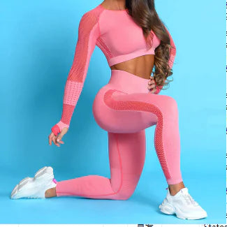 Yoga Outfit Set with Seamless Butt-Lifting Leggings