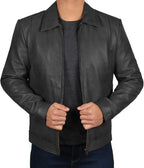 Blingsoul Vintage Style Black Leather Jacket Men | [1103533] Black Wick M