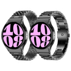 iiteeology Compatible with Samsung Galaxy Watch 7 Band/Galaxy Watch 6 Classic Band/Galaxy Watch 5 Band/Galaxy Watch 4 Band No Gap Stainless Steel Band Men 47mm 46mm 45mm 43mm - Black & Black