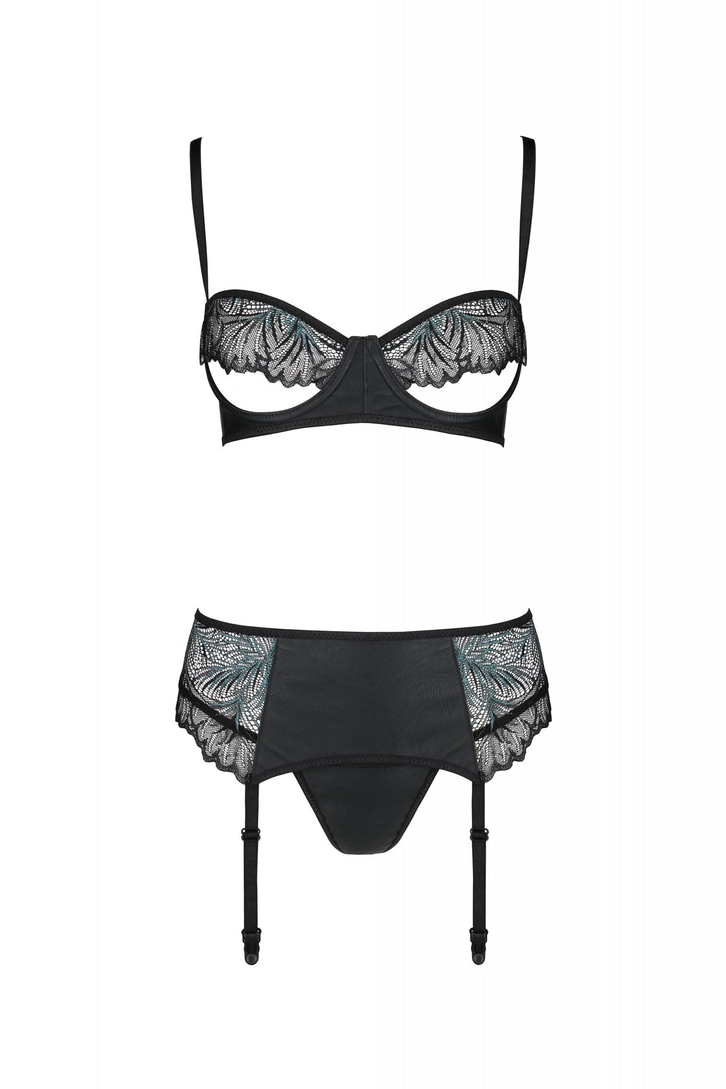 Sexy Open Cup Bra & Sheer Lace Garter String Set Passion Astrida