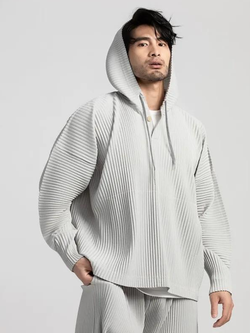 Men’s Pleated Lounge Pullover – Soft, Minimalist
