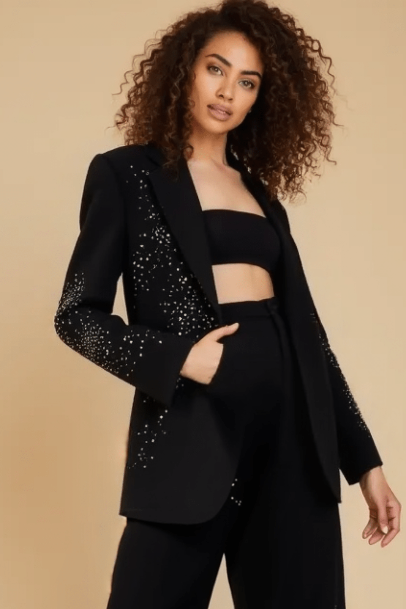 Cicy Shinning Starry Diamonds Blazer (Black)