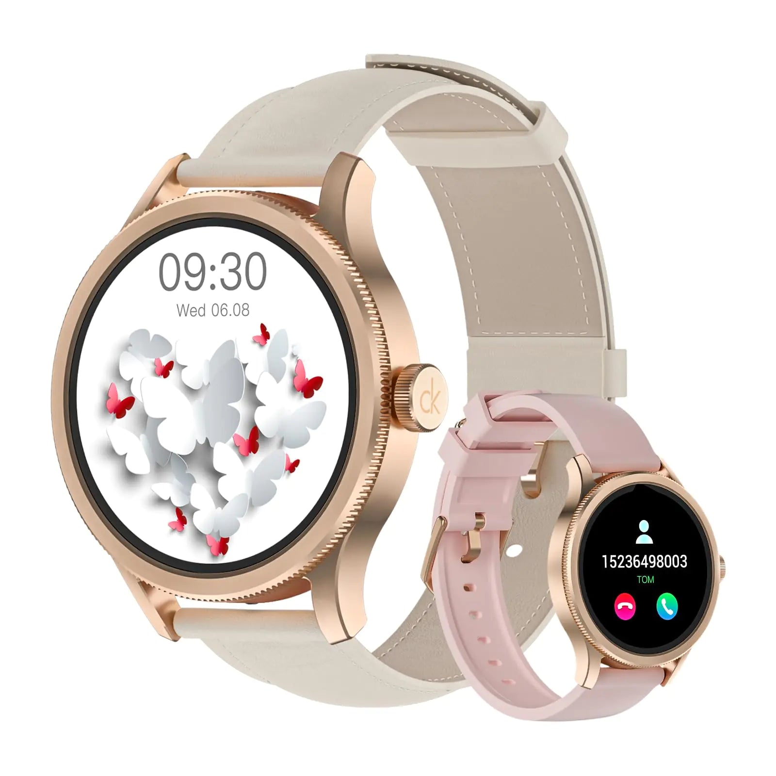 Smartwatches für Frauen, Fitness-Tracker, Smartwatch für Android-Telefone/iPhone-kompatibel, 3,2 cm (1,27 Zoll) große Damenuhr mit Blutsauerstoffmonitor, Anrufen und Nachrichten/Herzfrequenz/Schlaf/weiblichem Zyklus (2 Uhrenarmbänder)