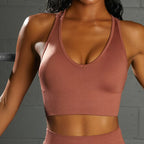Seamless Knit Sports Bra and High-Waist Yoga Set