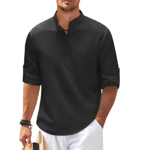 Men's Stand Collar Plaid Shirt