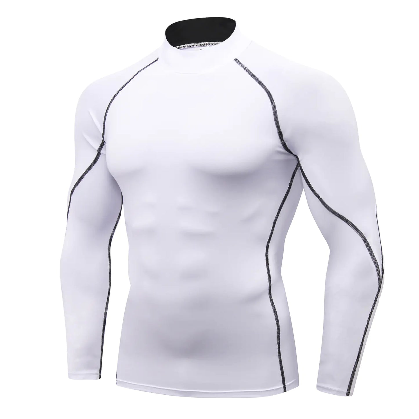 Men's High Neck Fitness Long Sleeve Athletic T-Shirt