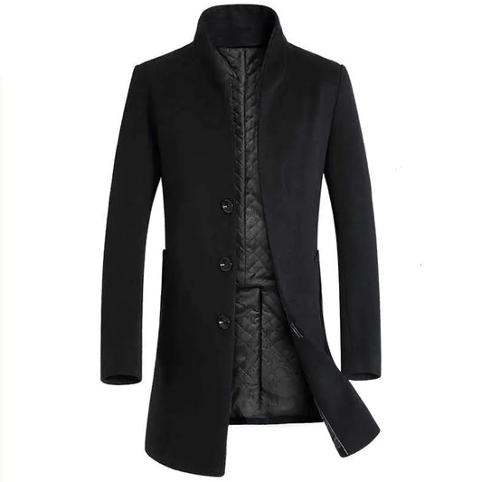 Men's Mid-Length Casual Woolen Trench Coat