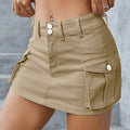 Low-Waist Slim Fit Solid Color Skirt